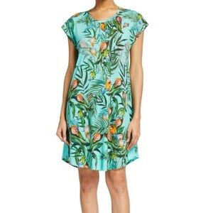 Johnny Was Taina Jungle Print Cap Sleeve Sleep Dress Nightgown